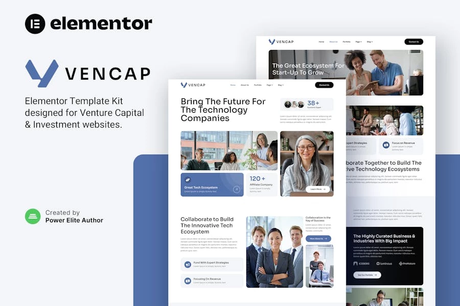 Vencap — Kit de plantillas Elementor de capital riesgo e inversión