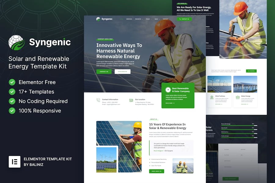 Syngenic – Template Kit para elementos de energía solar y renovable