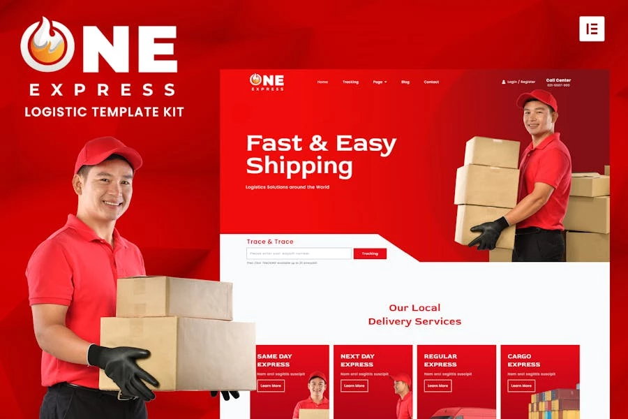 One Express – Template Kit Elementor de logística y envío