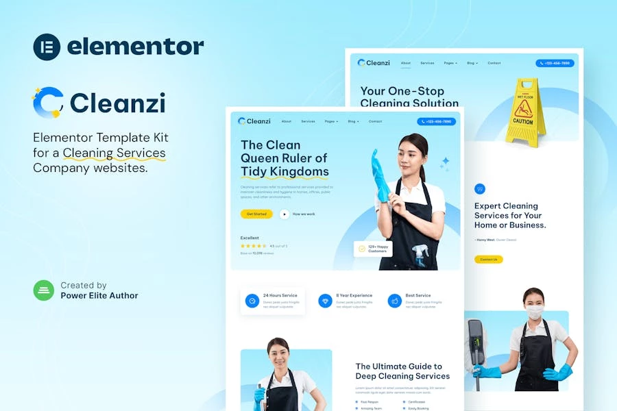 Cleanzi — Template Kit Elementor para servicios de limpieza