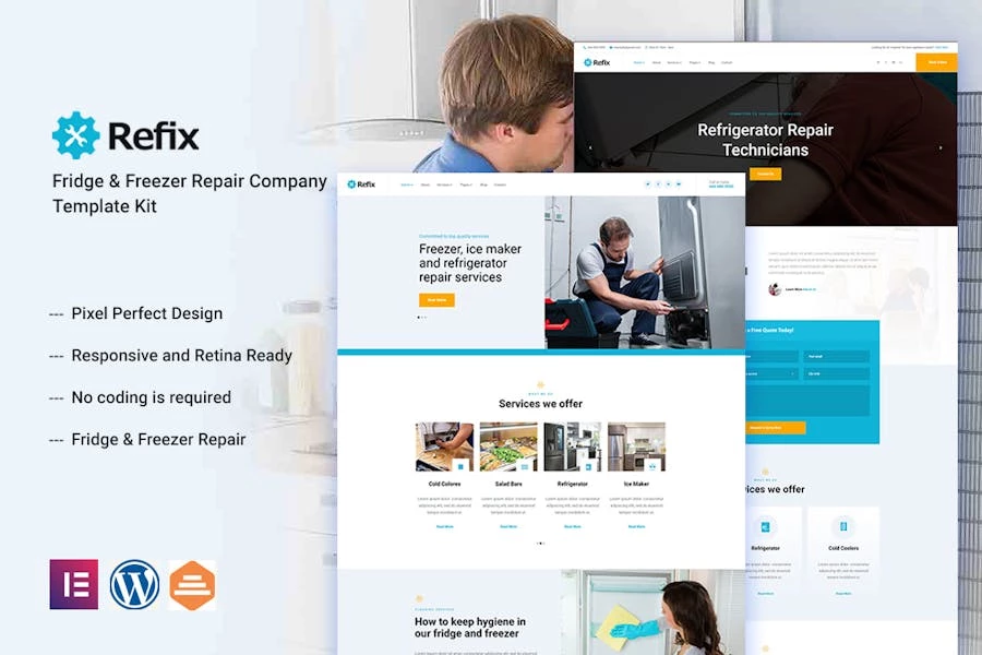 Refix – Template Kit Elementor para empresas de reparación de electrodomésticos