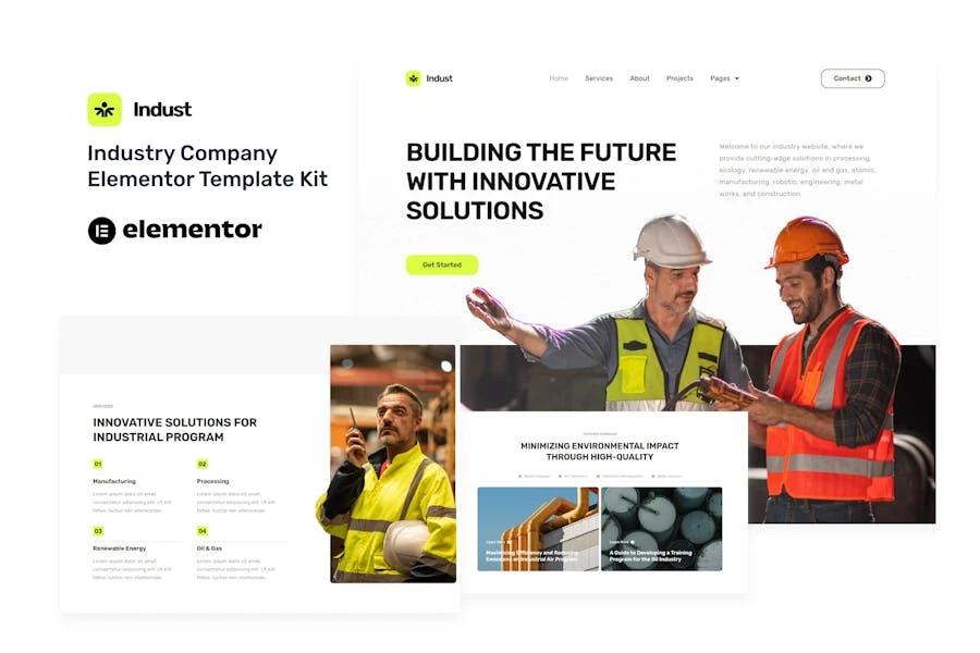Indust – Template Kit Elementor para industrias y fábricas