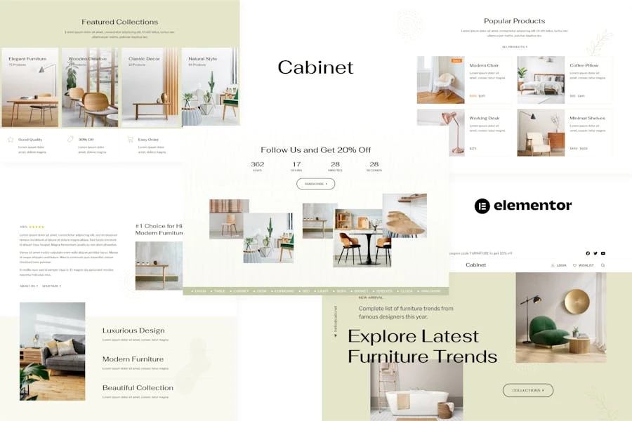 Cabinet – Template Kit Elementor para tienda de muebles