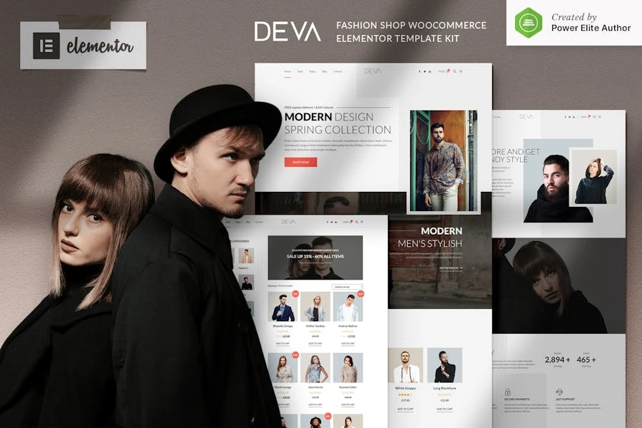 DEVA – Kit de plantillas Elementor para WooCommerce para tienda de moda