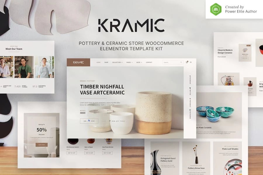 Kramic – Template Kit WooCommerce Elementor para tienda de cerámica y cerámica