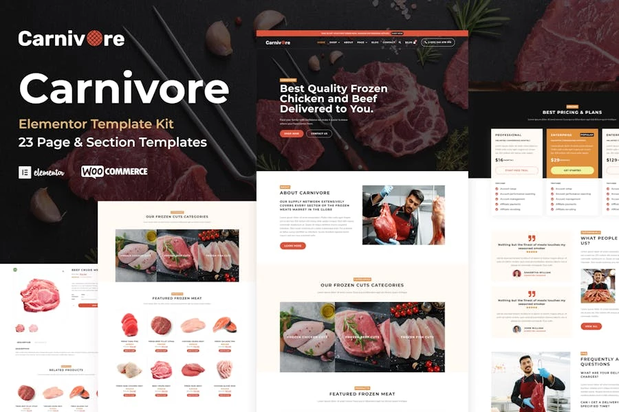 Carnivore – Template Kit Elementor Pro para carnicería y carnicería