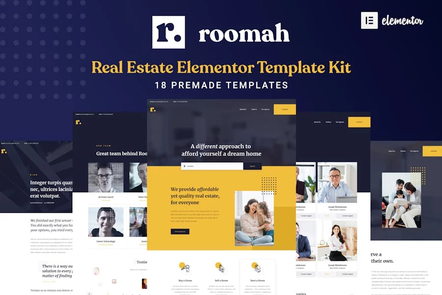 Roomah – Kit de plantillas Elementor para agentes inmobiliarios