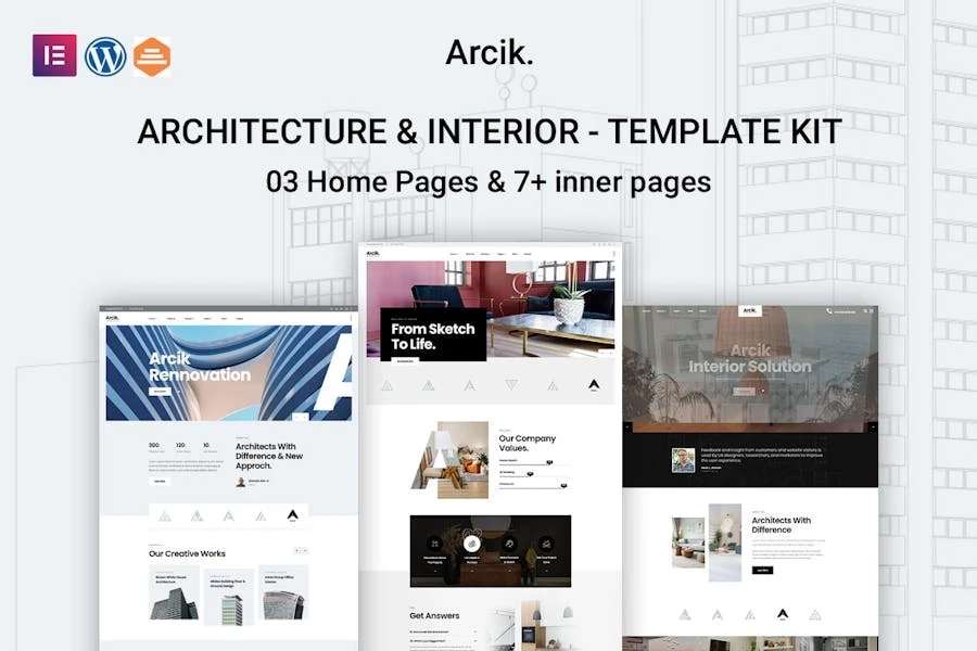 Arcik – Template Kit de arquitectura e interiores Elementor
