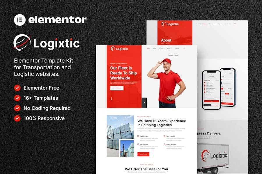 Logixtic – Template Kit Elementor de transporte y logística