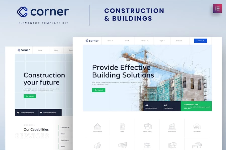 Corner – Template Kit para elementos de construcción y construcción