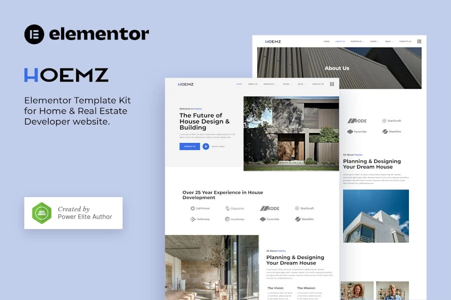 Hoemz – Template Kit Elementor para desarrolladores de viviendas y bienes raíces