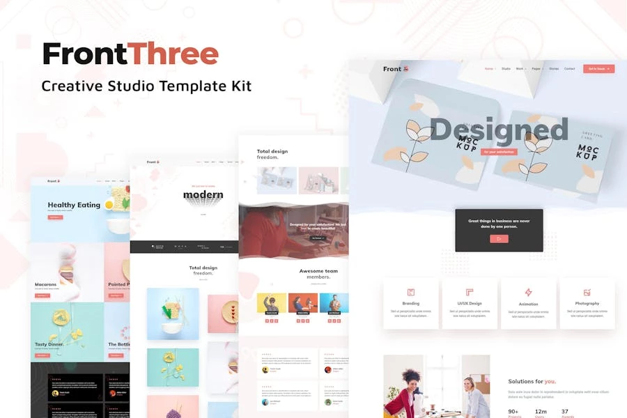 FrontThree – Kit de plantillas de estudio creativo