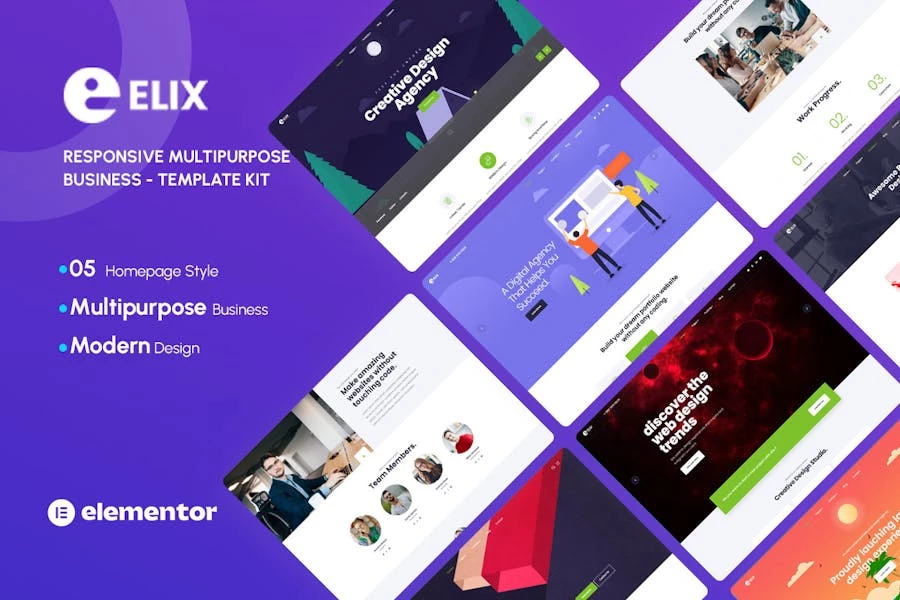 Elix – Template Kit empresariales creativas multipropósito receptivas