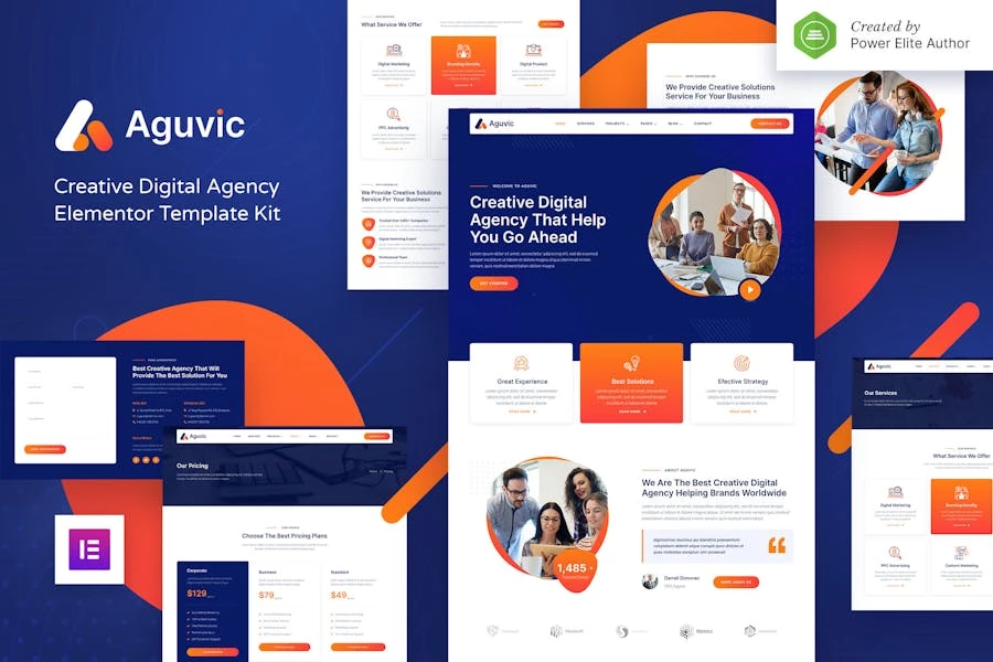 Aguvic – Kit de plantillas Elementor para Agencia Digital Creativa