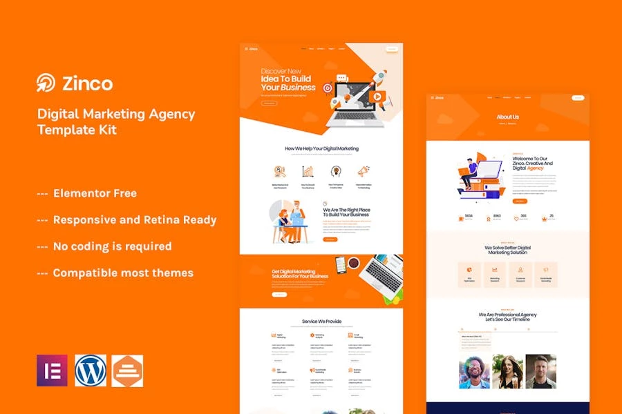 Zinco – Template Kit Elementor para agencia de marketing digital