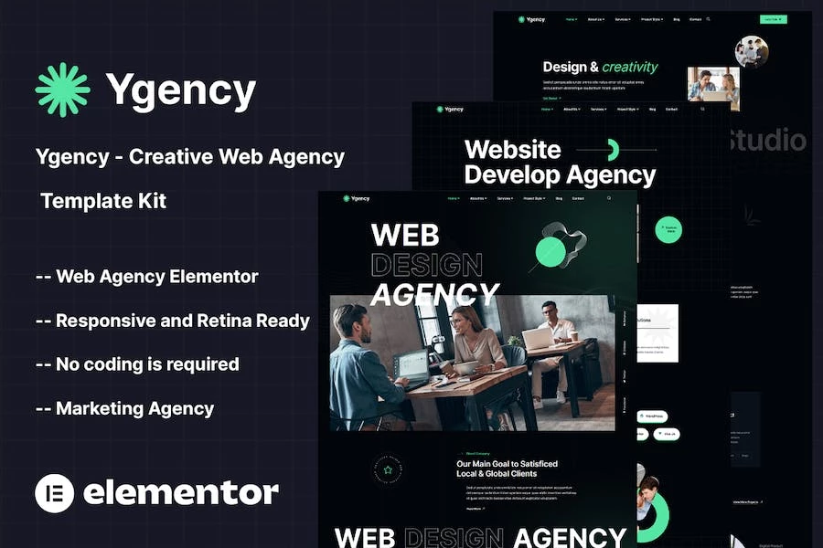Ygency – Kit de plantillas Elementor para agencias web creativas