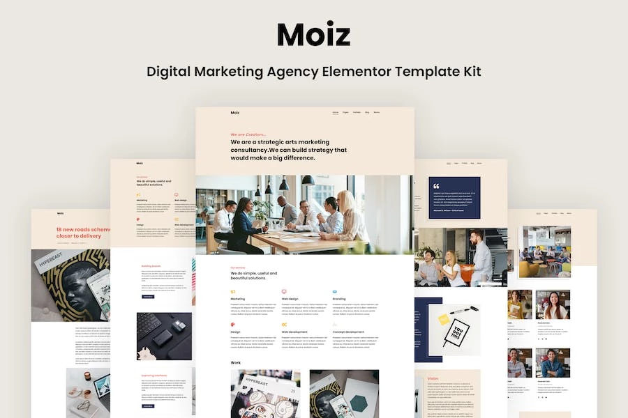 Moiz – Kit de plantillas Elementor para agencia de marketing digital