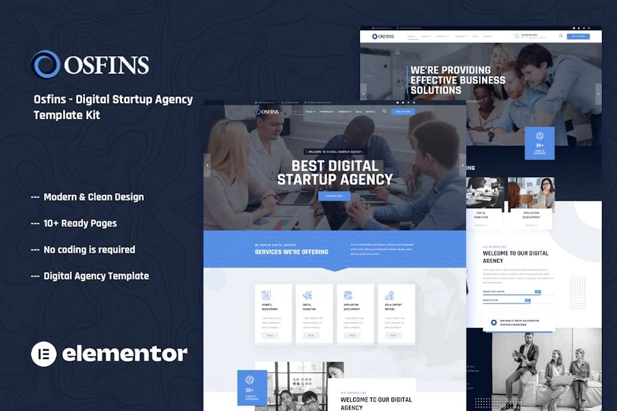Osfins – Kit de plantillas Elementor para agencia de empresas emergentes digitales