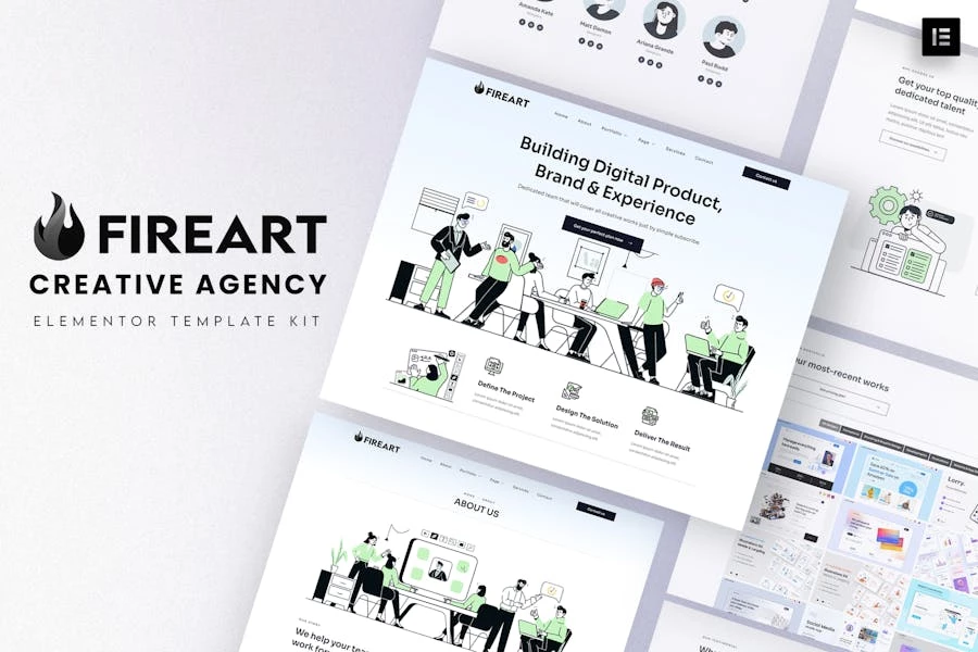 Fireart – Template Kit Elementor para Agencia creativas