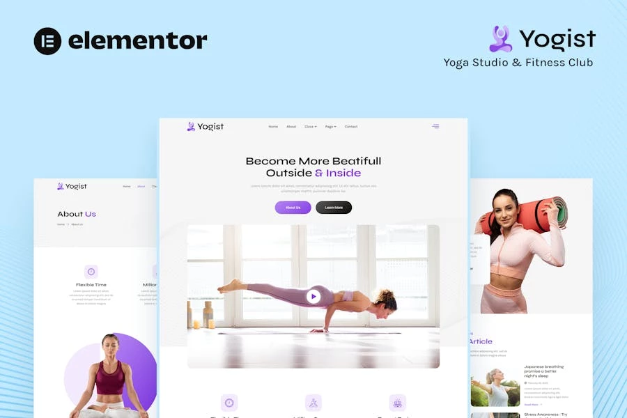Yogist – Template Kit Elementor para estudio de yoga y gimnasio
