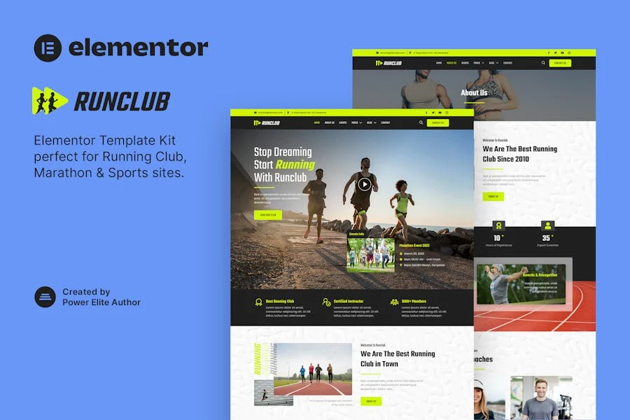 Runclub – Template Kit de Runclub, maratón y deportes Elementor