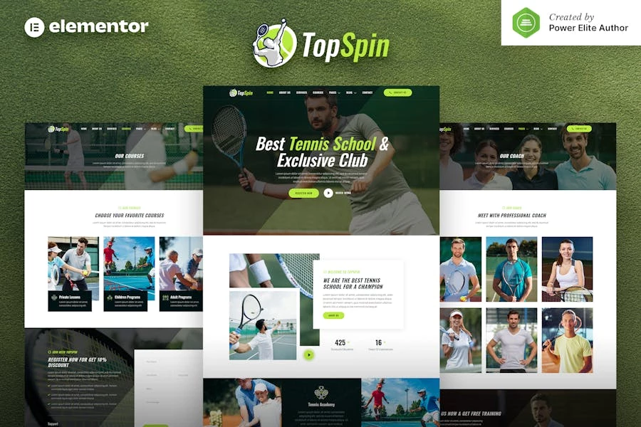 TopSpin – Template Kit Elementor para Escuela de Tenis y Club Deportivo