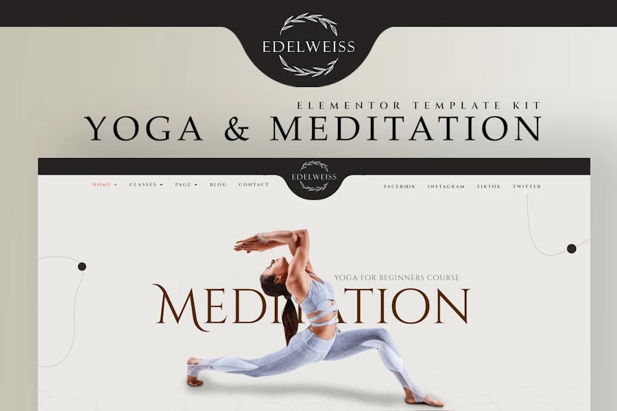 Edelweiss – Template Kit Elementor Pro para yoga y meditación