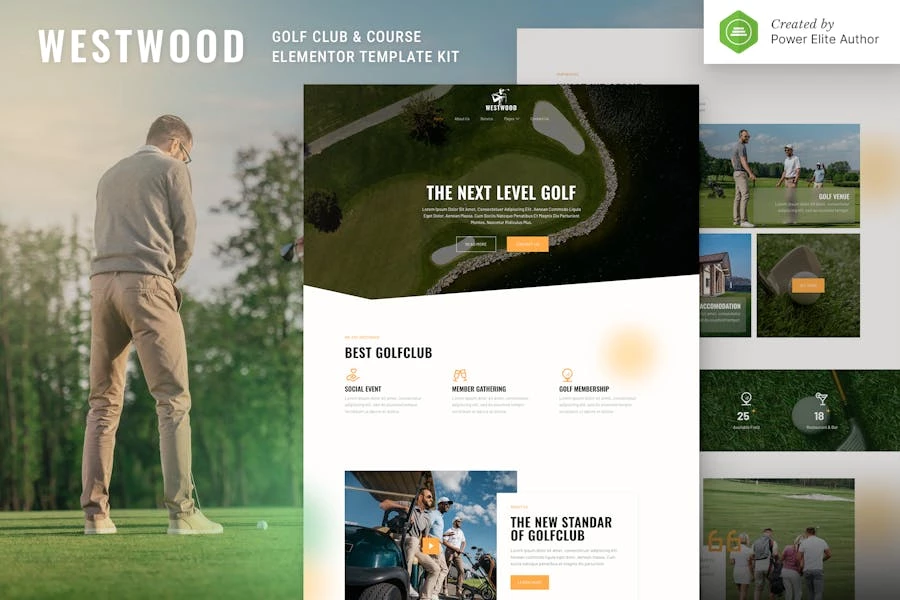 Westwood — Template Kit para campos y campos de golf Elementor