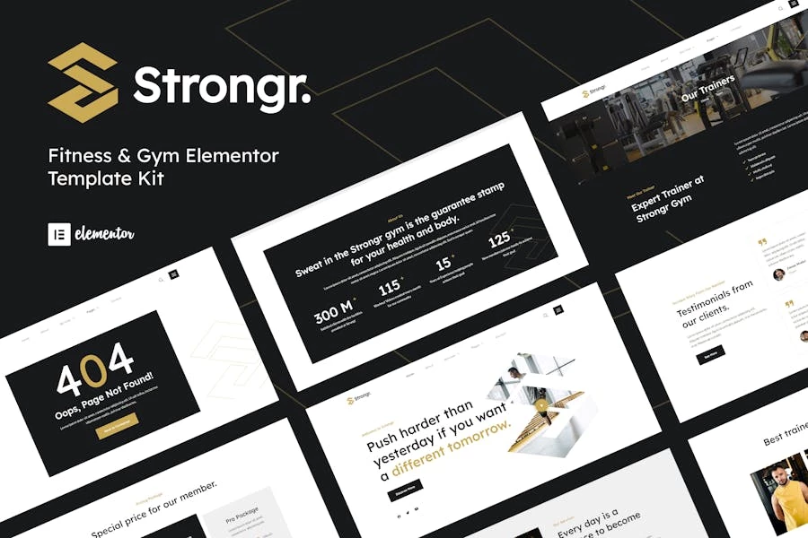 Strongr – Template Kit Elementor para fitness y gimnasio