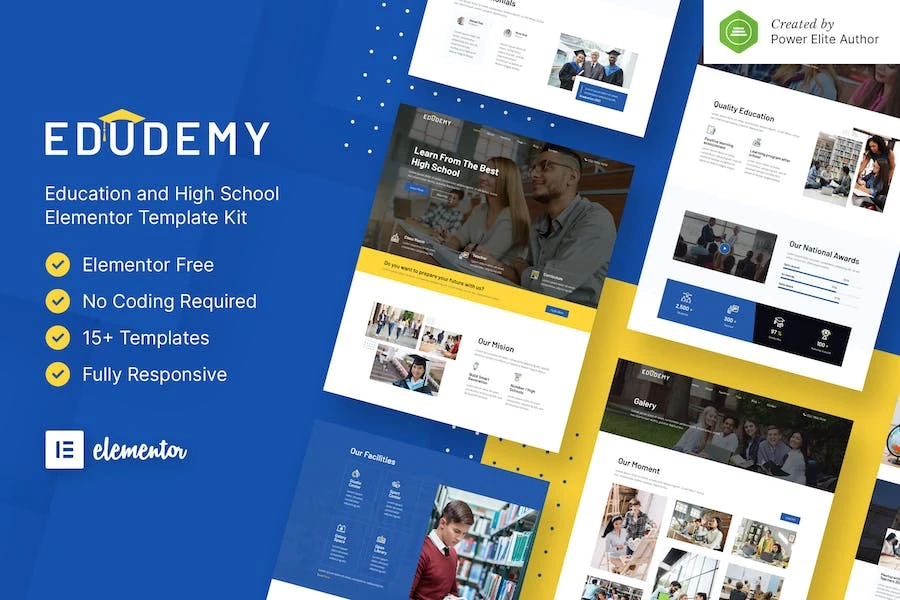 Edudemy — Kit de plantillas Elementor para escuelas y educación