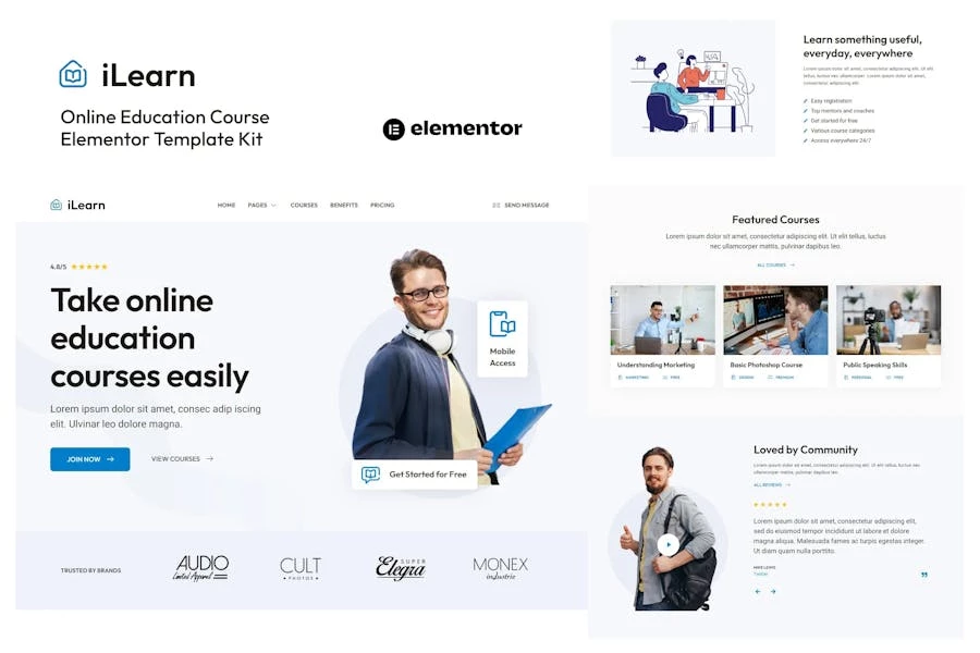iLearn – Template Kit Elementor para cursos de educación en línea