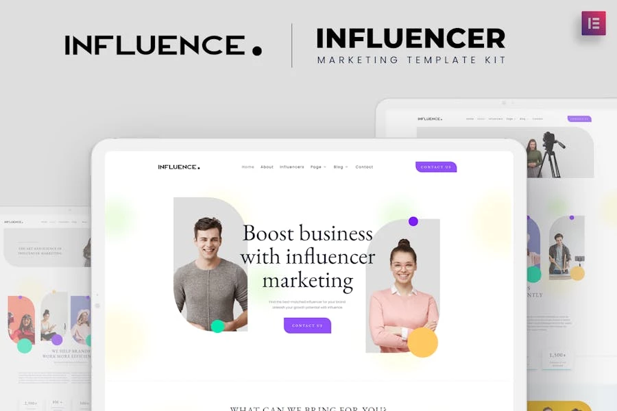 Influence – Template Kit de Elementor para agencia de marketing