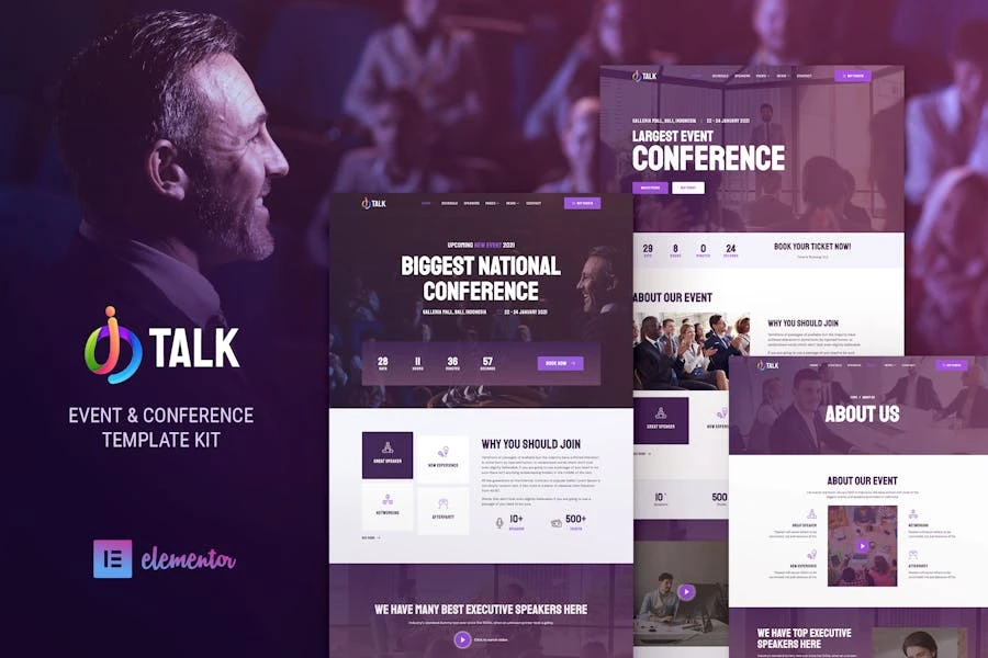 iTalk – Template Kit Elementor para eventos y conferencias