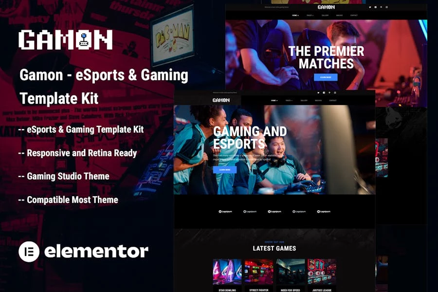 Gamon – Template Kit Elementor para deportes electrónicos y juegos