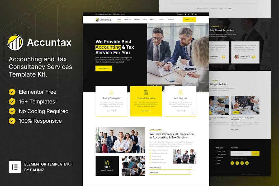 Accuntax – Template Kit Elementor para servicios de consultoría contable y fiscal