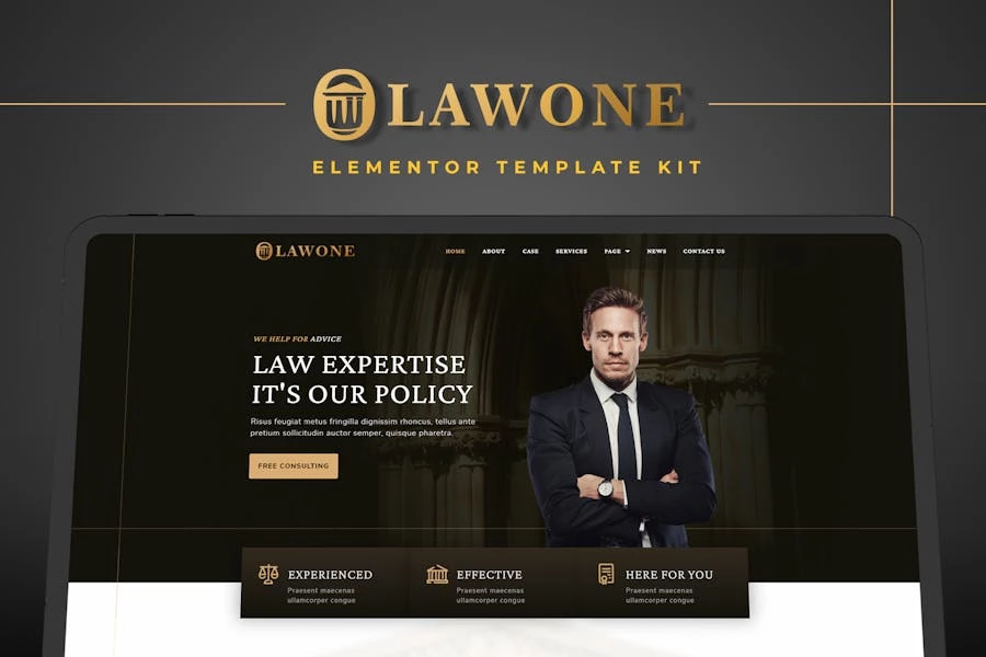 Lawone – Template Kit Elementor para firmas legales y de abogados