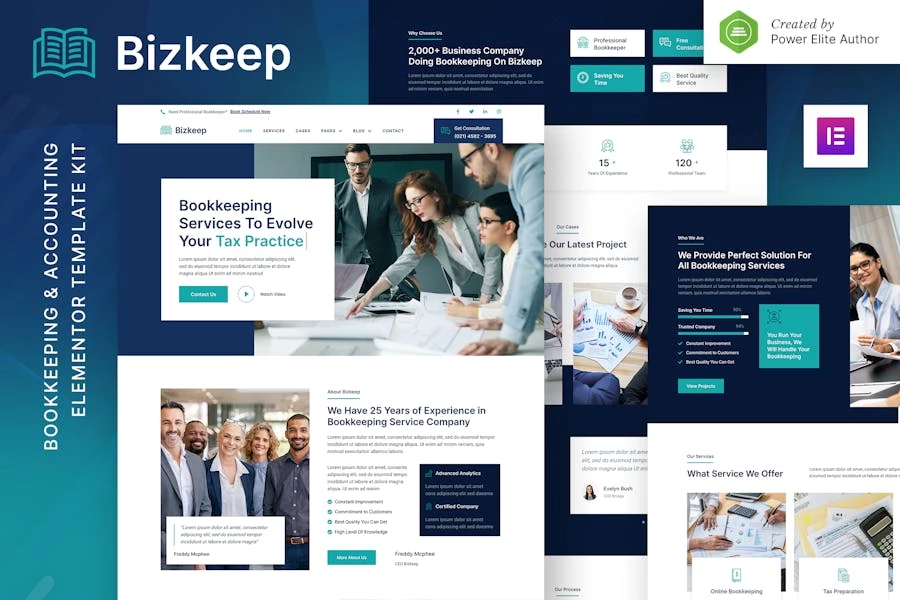 Bizkeep – Template Kit Elementor del servicio de contabilidad y contabilidad