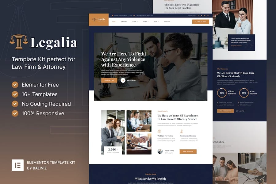 Legalia – Template Kit Elementor de abogado y abogado