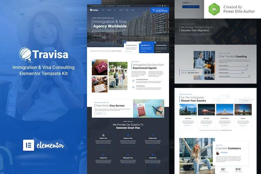 Travisa – Template Kit Elementor de Consultoría de Inmigración y Visas