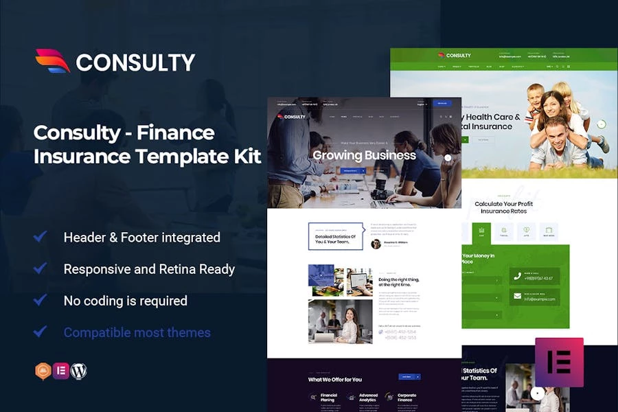 Consulty – Template Kit Elementor de consultoría financiera