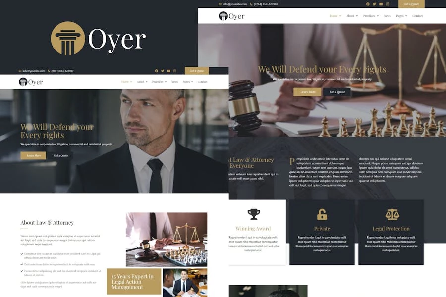 Oyer – Kit de plantillas Elementor para abogados y abogados
