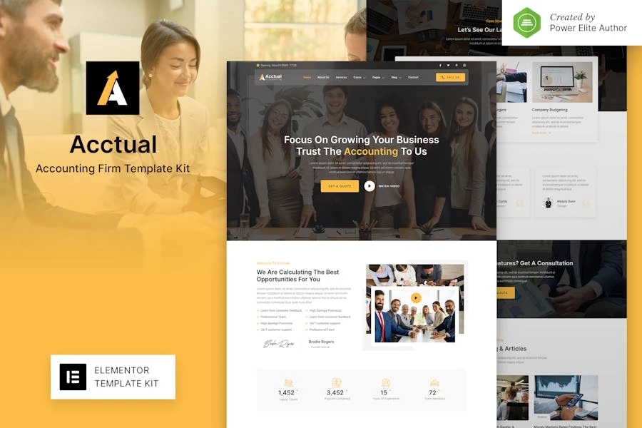 Acctual – Template Kit Elementor para firma de contabilidad