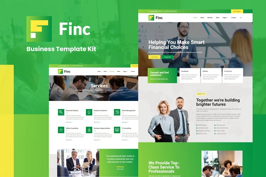 Finc – Kit de plantillas de Elementor empresarial y financiero