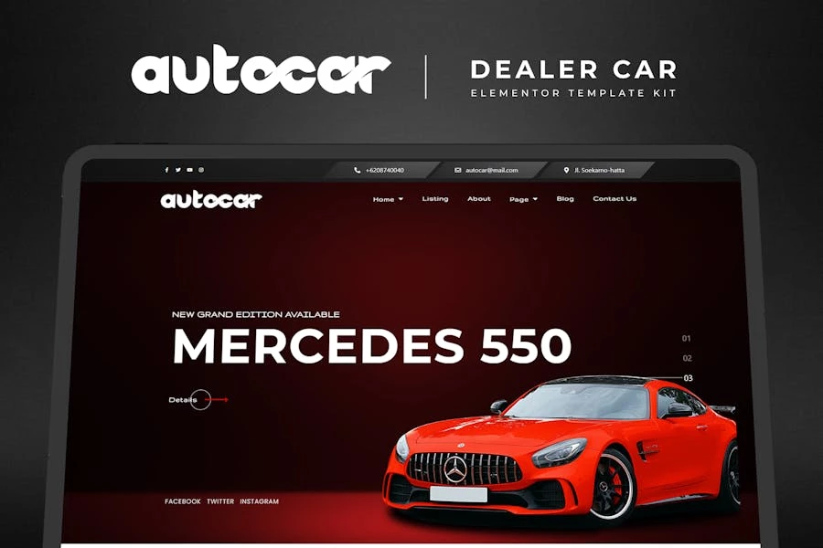 Autocar – Template Kit Elementor para concesionarios de automóviles