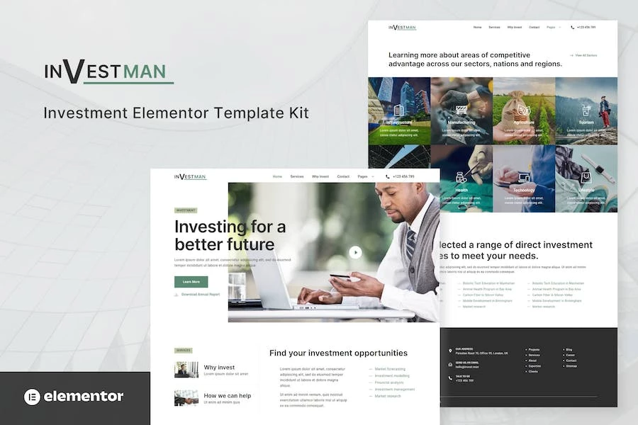 Investman – Template Kit Elementor para consultores de inversiones