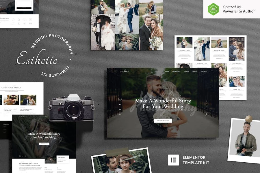 Esthetic – Template Kit Elementor para fotografía de bodas