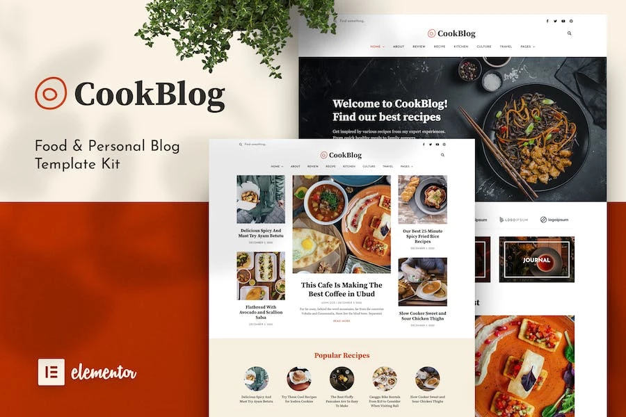 CookBlog – Template Kit Elementor para blog de comida y personal