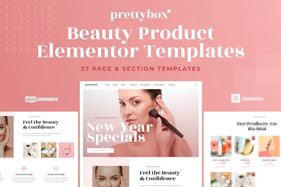 Prettybox – Kit de plantillas Elementor para tienda de cosméticos y productos de belleza