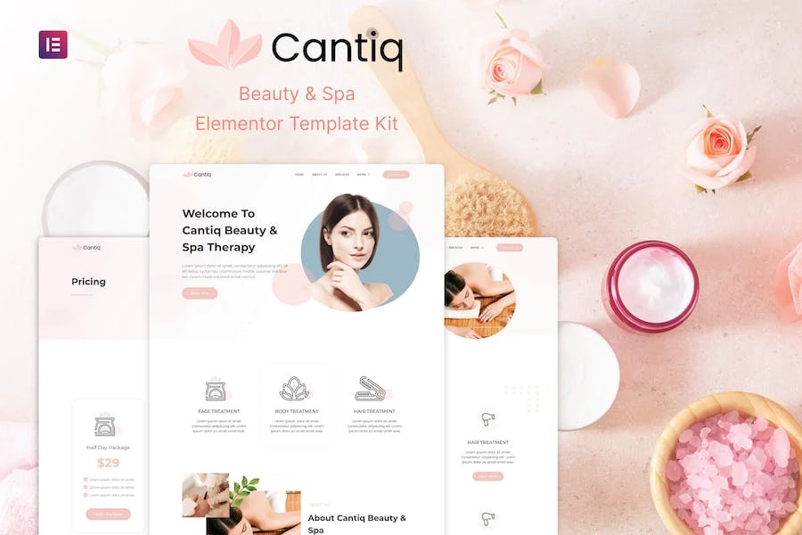 Cantiq – Template Kit de Elementor de terapia para salón de belleza