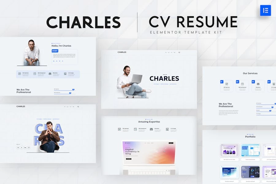 Charles – Template Kit Elementor para currículum vitae
